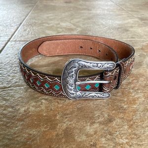 ARIAT Women's Turquoise Diamond Inlay Center Belt M